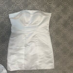 Elegant White Strapless Dress - Bridal Bachelorette Dress